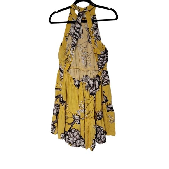 JAASE Golden Lilly Sun Dress‎ Sz M Yellow Floral Open Back Boho Summer - Picture 7 of 7